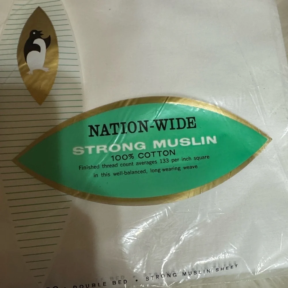 Vintage Penney’s Nation-Wide Strong Muslin 100% cotton sheet White New